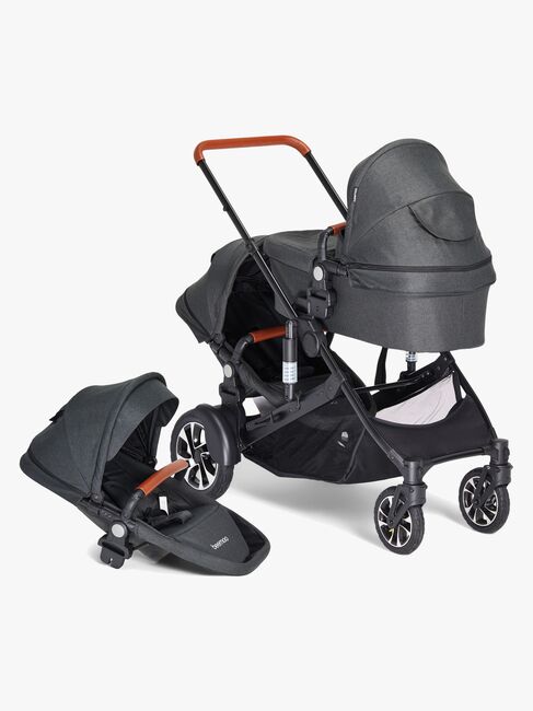Beemoo Maxi 4 Twin Søskendevogn inkl. Søskendeklapvognsdel, Black/Black