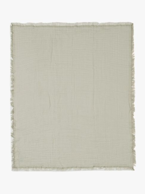 Jollein Tæppe/ Stofble i Musselin Fringe, Olive Green/Ivory