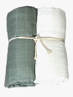 Mini Dreams Musselin Tæppe 2-pak, Grønt sand