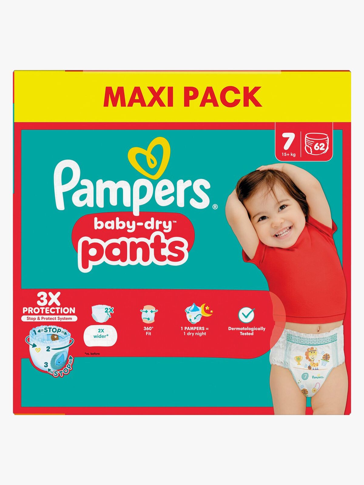 Pampers Baby Dry Pants Bleer Str. 7 15+ kg Maxi 62-pak
