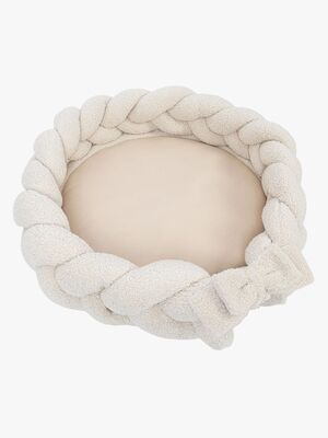MeowBaby Bearly Babynest med Flettet Beskyttelse & Legetæppe, Cream