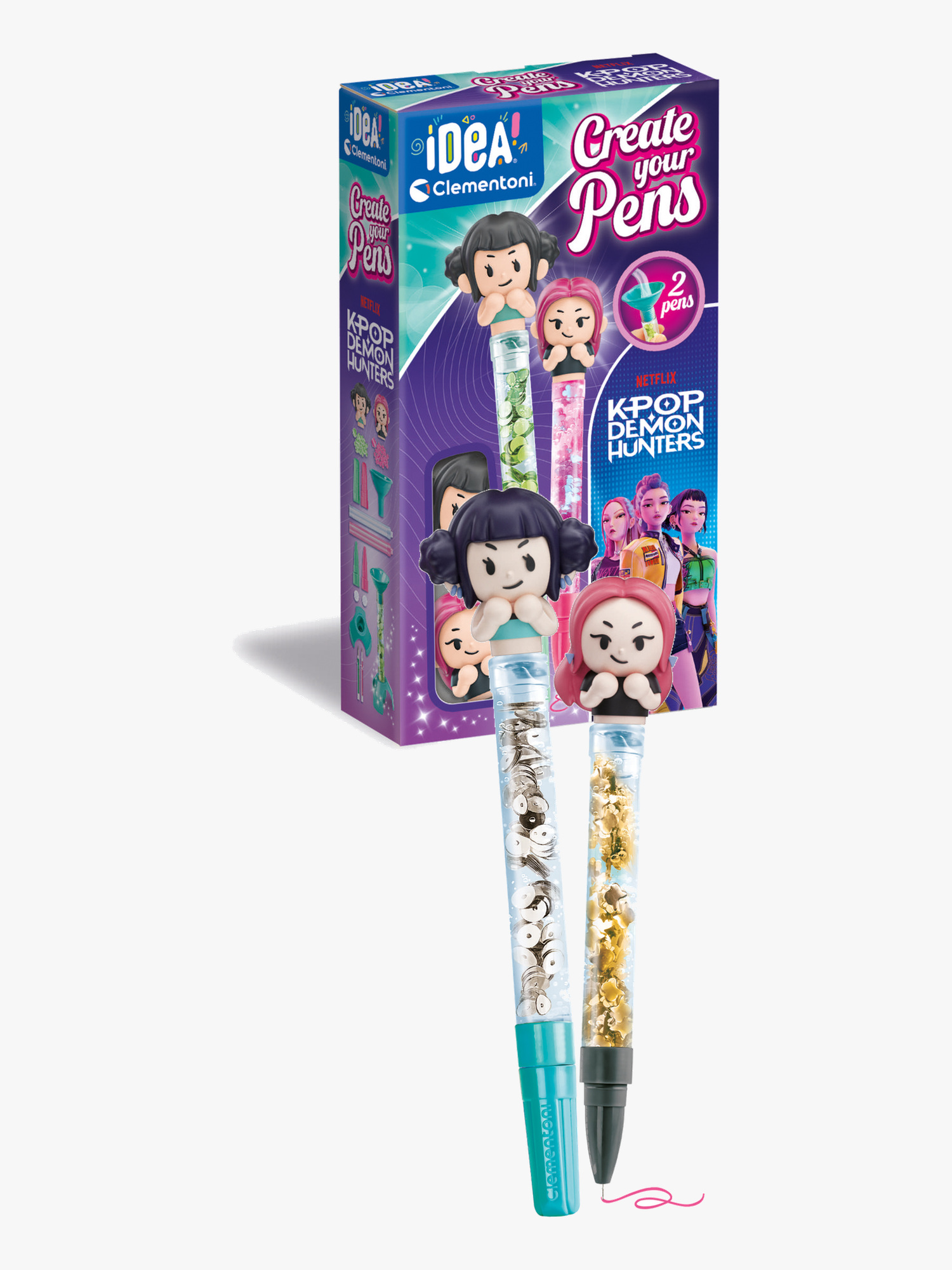 Clementoni Idea! K-Pop Demon Hunters Create Your Pens Penne Zoey & Mira