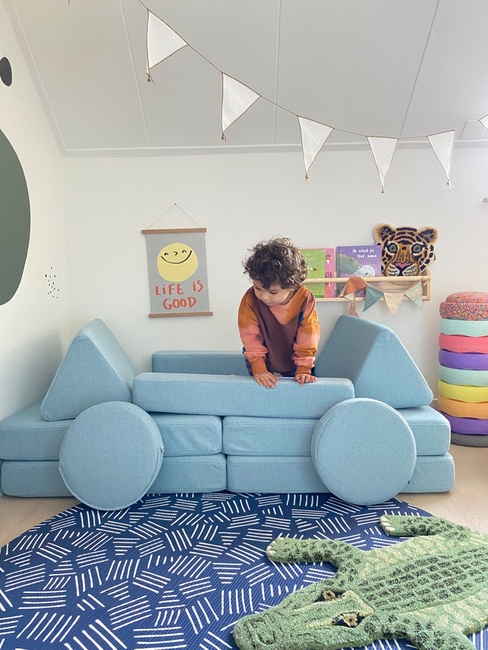 Shappy Play Bygbar Sofa 160x80 cm, Sky Blue