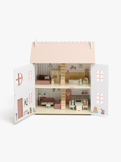 Alice & Fox Dukkehus med Møbel & 4 Dukker, Pink