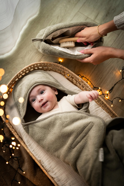 Baby's Only Hooded Baby Tæppe med Fødder Cozy, Urban Green