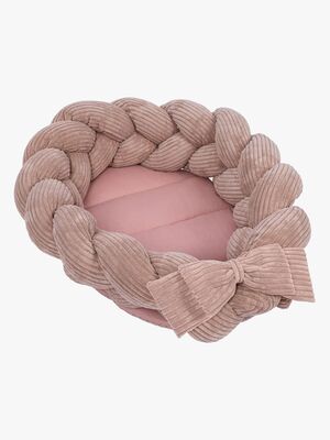 MeowBaby Aesthetic Babynest med Flettet Beskyttelse, Powder Pink