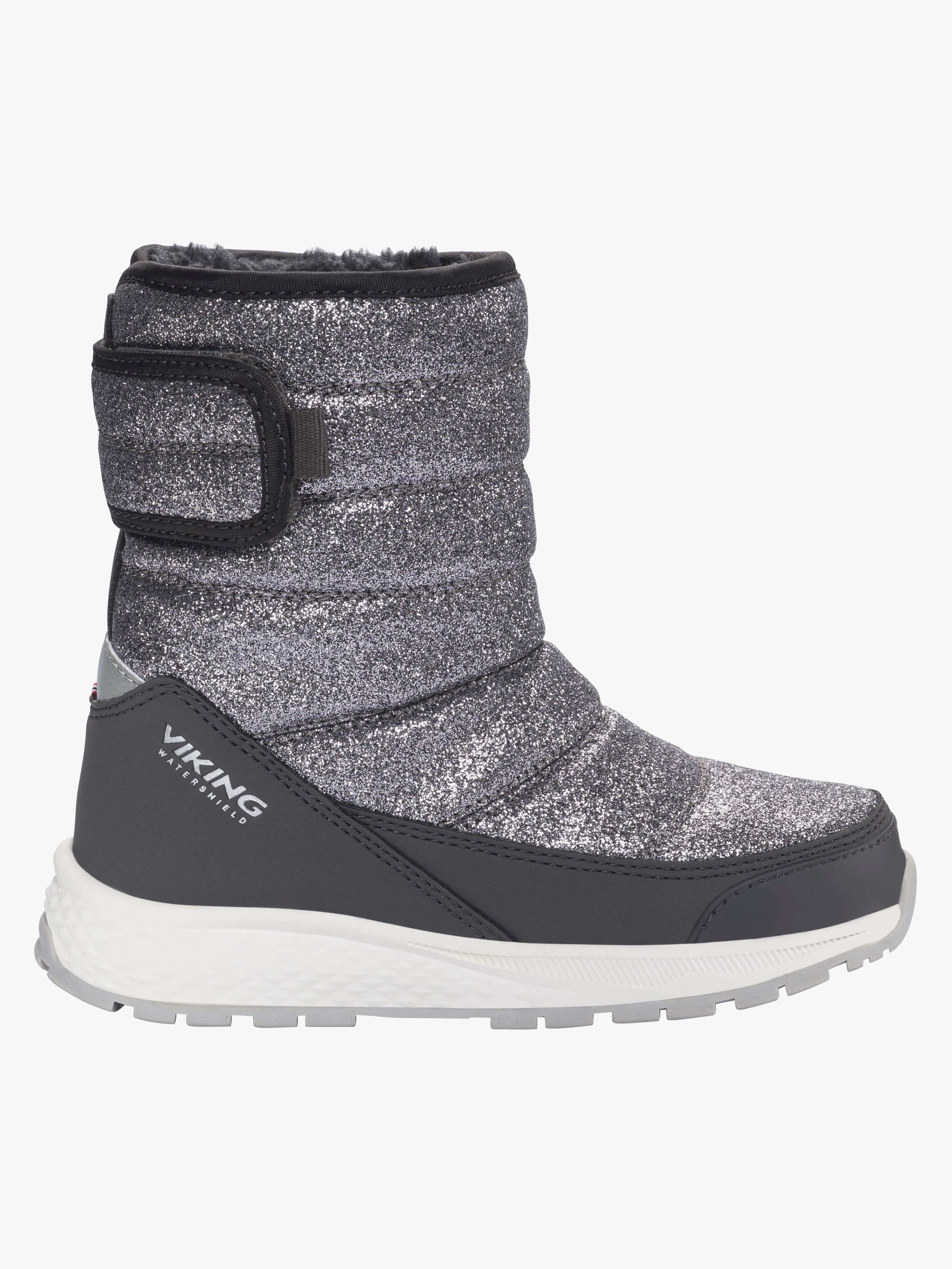 Viking Equip Glitter WP Pull-On Vinterstøvler, Dark Grey, 26
