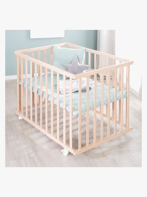 Roba Style Kravlegård med Hjul, Wood & Green