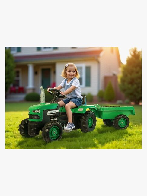 DOLU Pedaltraktor m. Anhænger, Grøn