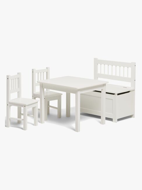 Alice & Fox LOVIS Bord & Stole + Sofa med Opbevaring, Hvid