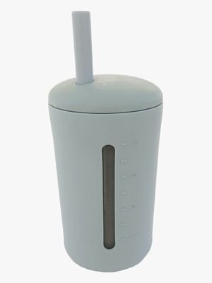 Summerville Organic Silikonekop med Sugerør, Silver Grey