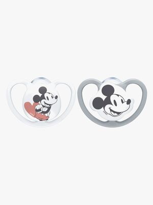 NUK Space Mickey Mouse Sut 2-pak Silikone Str. 2, Grey/White
