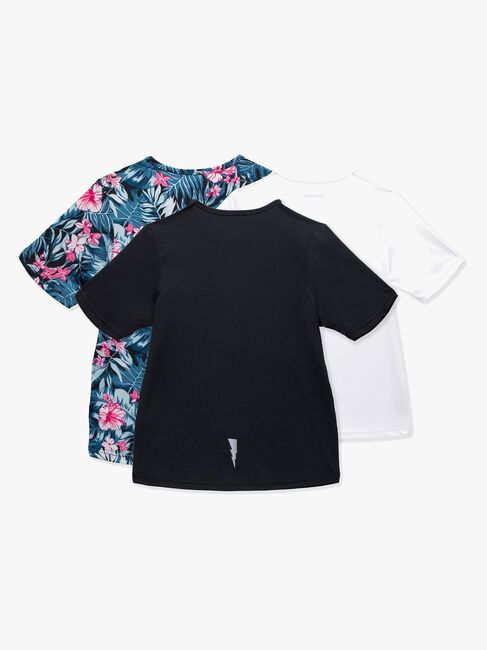 Hyperfied Wave T-Shirt 3-pak, Black/White/Tropical Flower