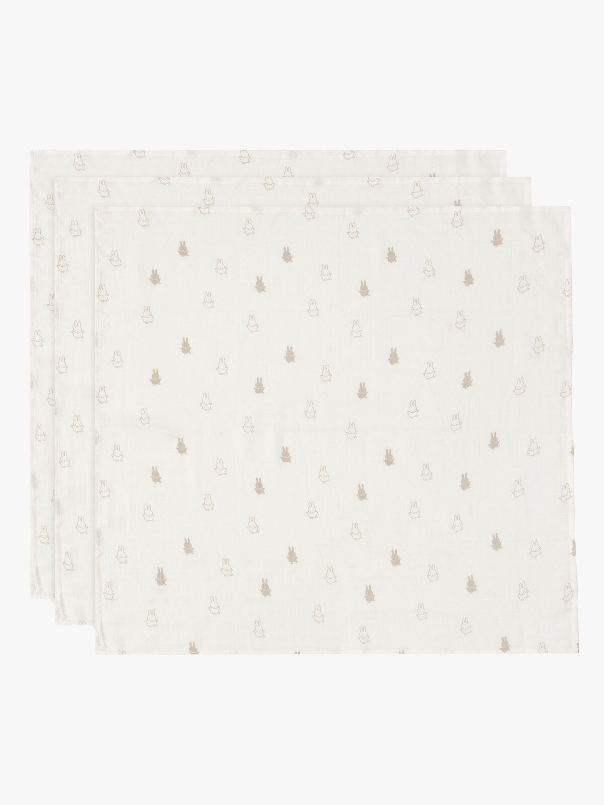 Jollein Happy Miffy Tæppe/ Stofble i Musselin 3-pak, Nougat