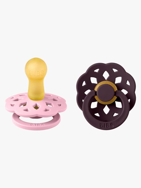 BIBS Boheme Sut 2-pak Latex Str. 2 Rund, Baby Pink/Plum