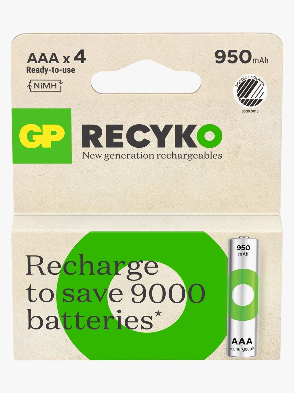 GP Batterier ReCyko 950mAh, AAA 4-pak