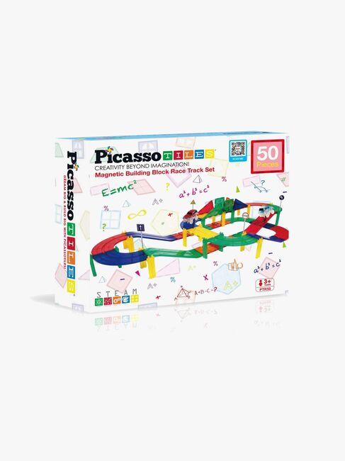 PicassoTiles Racerbane  Magnetisk Byggesæt 50 Brikker