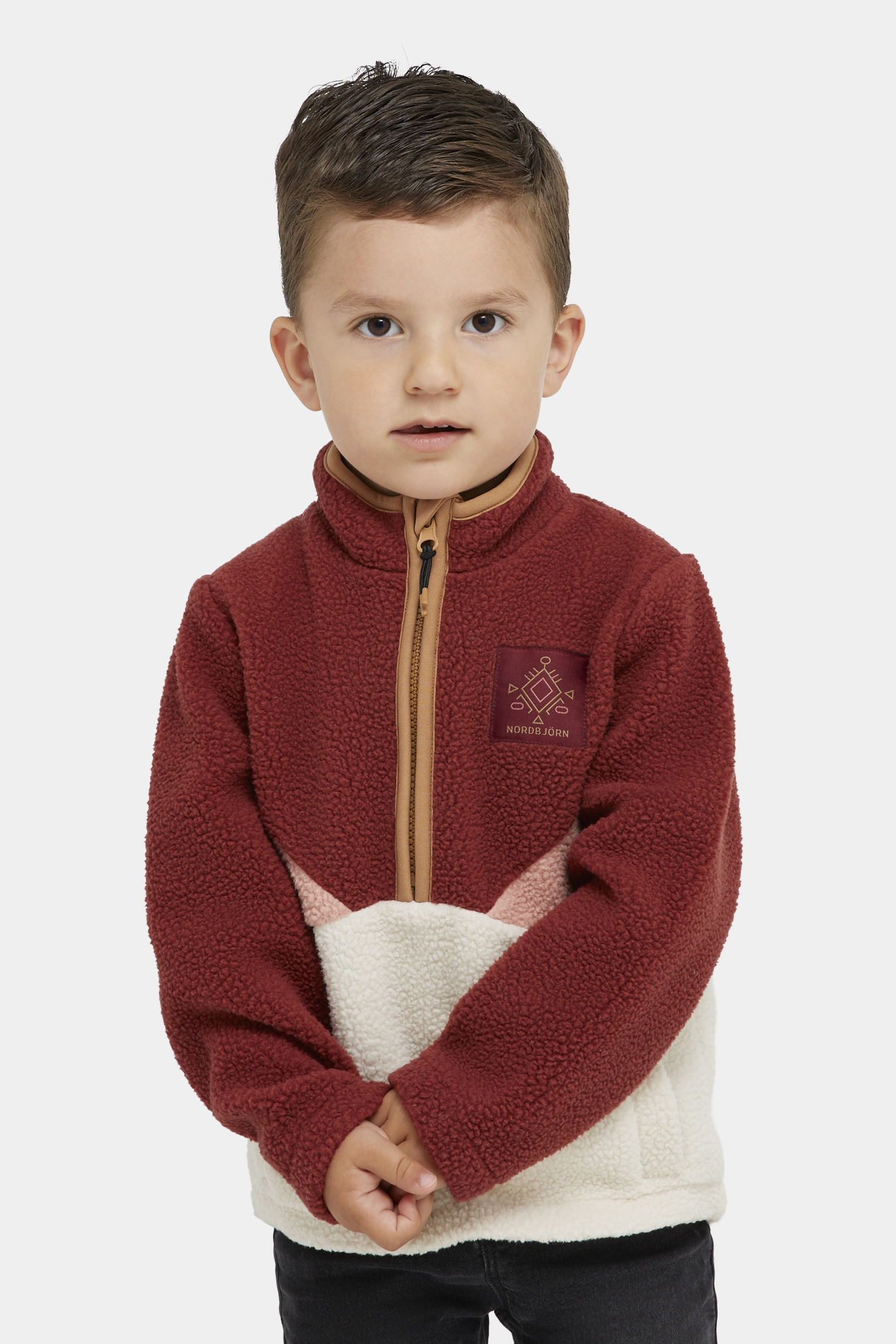 Nordbjörn Rydal Fleecetrøje, Madder Brown/Rose Dawn/Oatmeal, 86-92