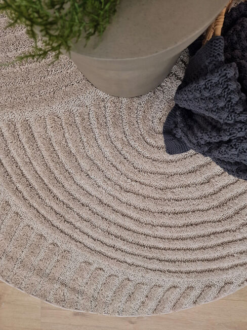KMCarpets Doria Zen  Rundt Gulvtæppe 120, Linned