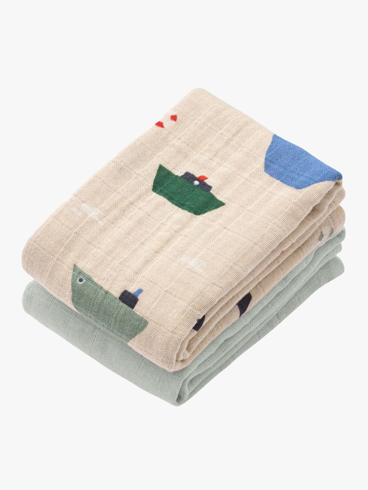 LIEWOOD Lewis Musselin Tæppe 2-pak, Sailing/Dove blue mix