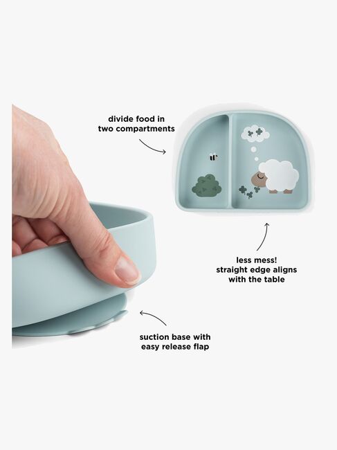 Done By Deer Tiny Farm Opdelt Tallerken Stick & Stay, Blue