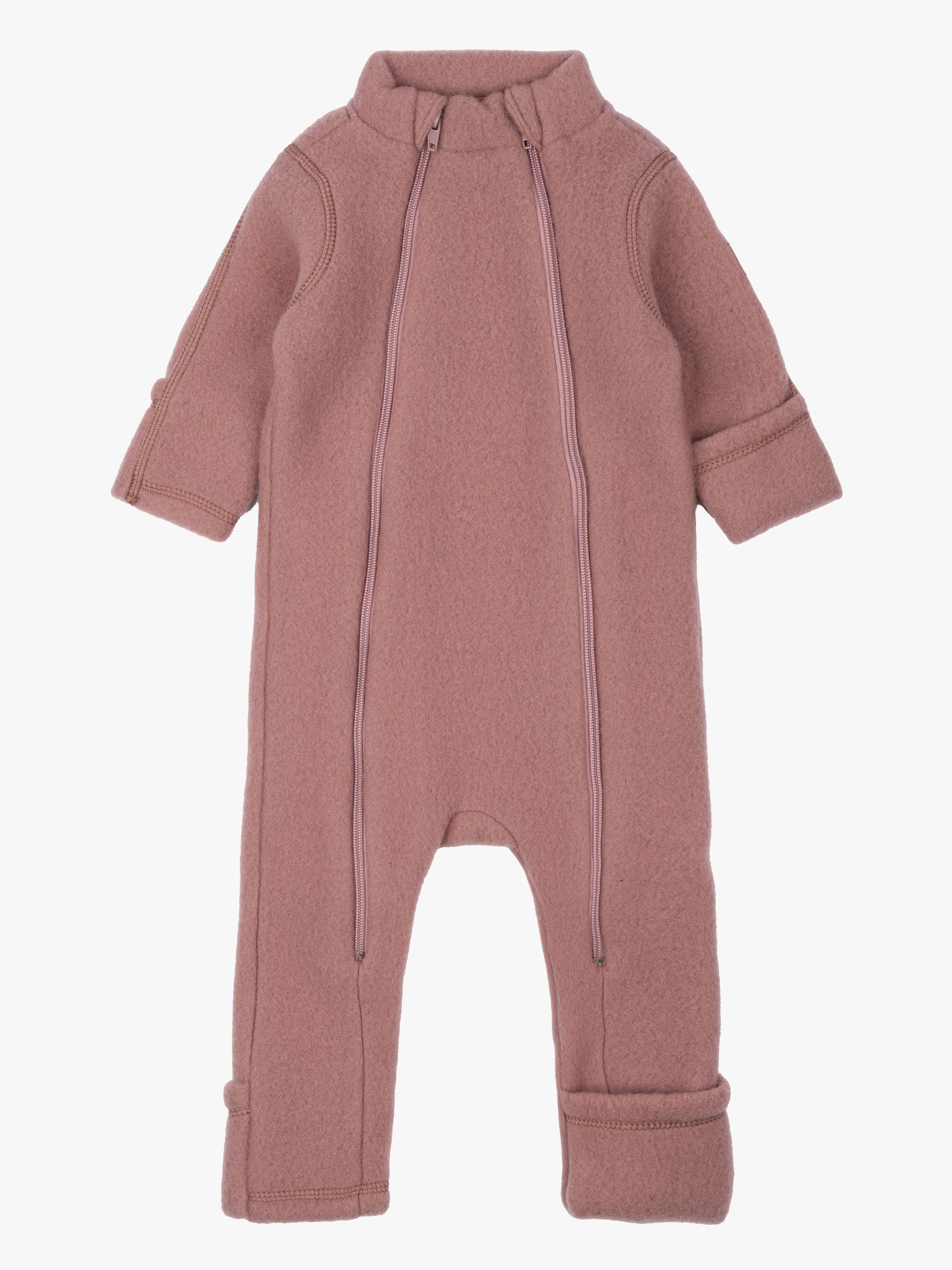 Mikk-Line Heldragt Baby Dobbeltlynlås Merinould, Burlwood, 86