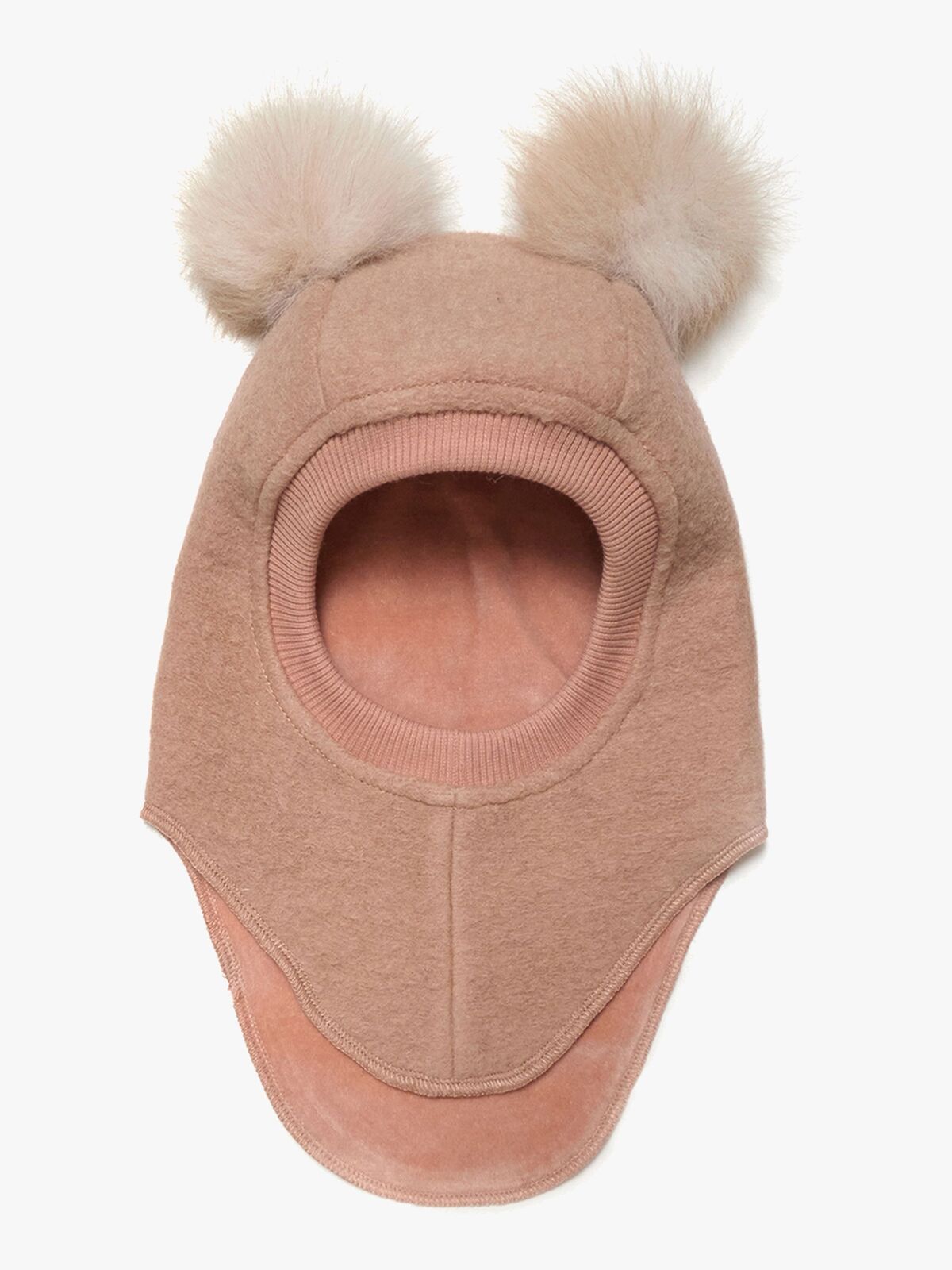 Huttelihut Elefanthue Merinould med Pomponer, Rose Melange