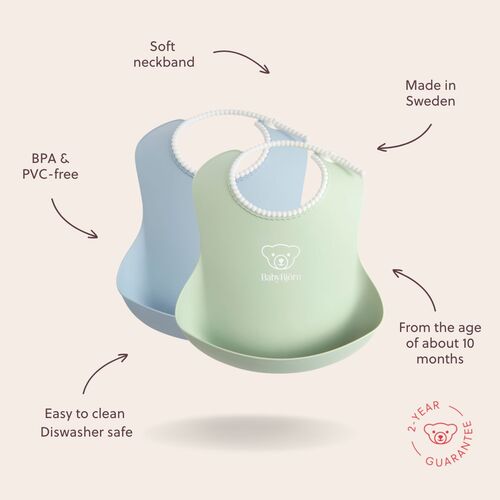 Babybjörn Hagesmæk 2-pak, Lysegrøn/Lyseblå