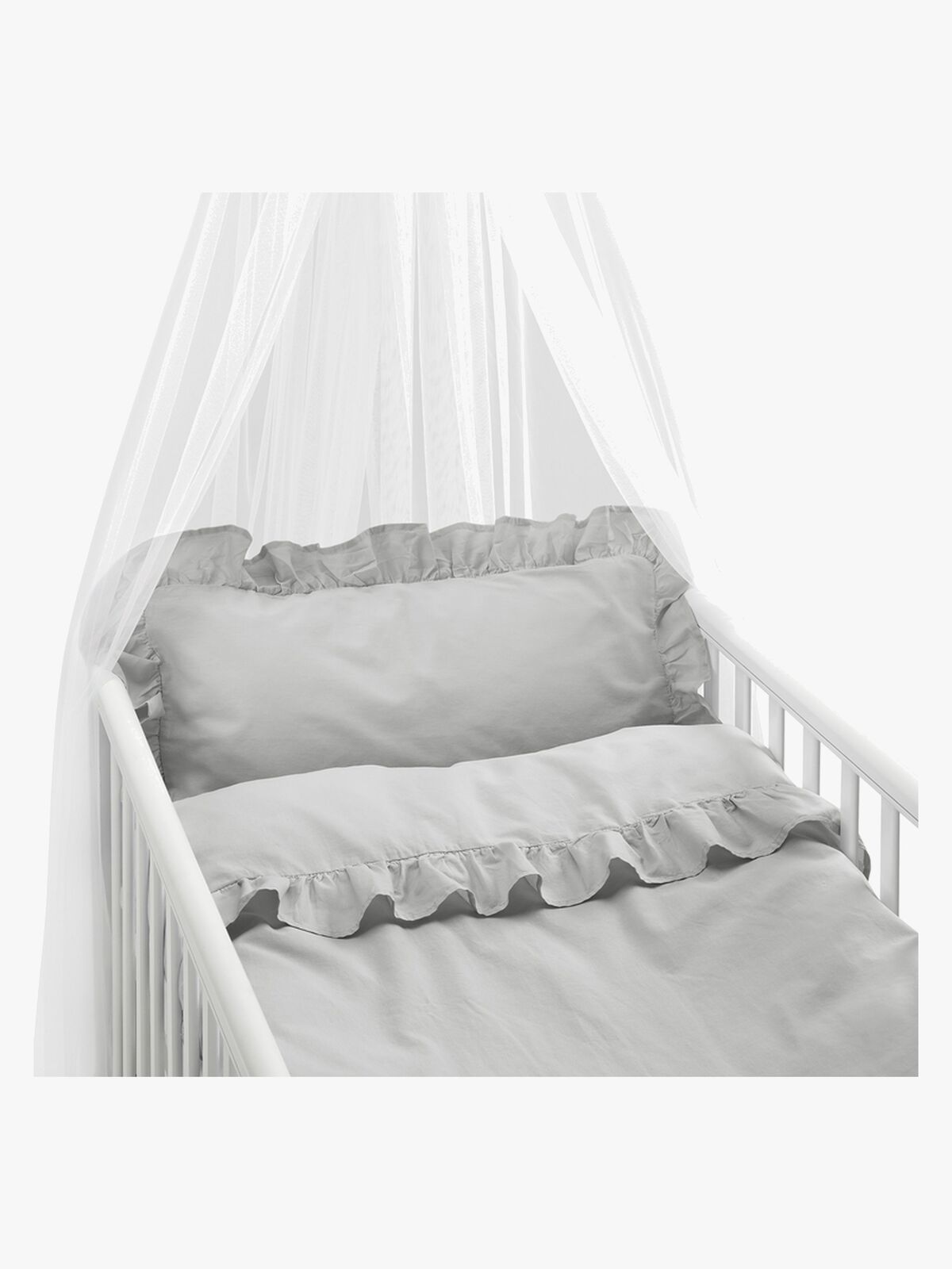 Borganäs Sengesæt Tremmeseng Flæser 130x100, Grå