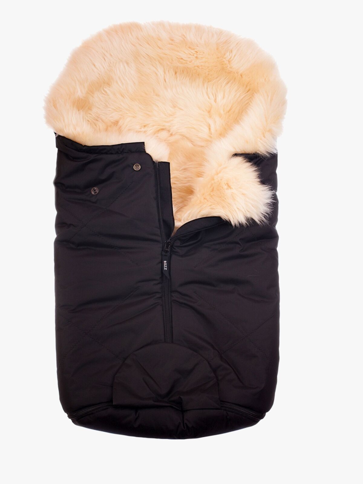 Bozz Lammeskindskørepose Small Langhåret, Black/Nature