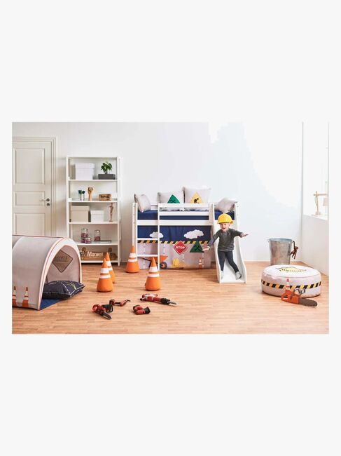 Hoppekids ECO Dream Halvhøj Seng med Rutsjebane og Stige 90x200, Hvid