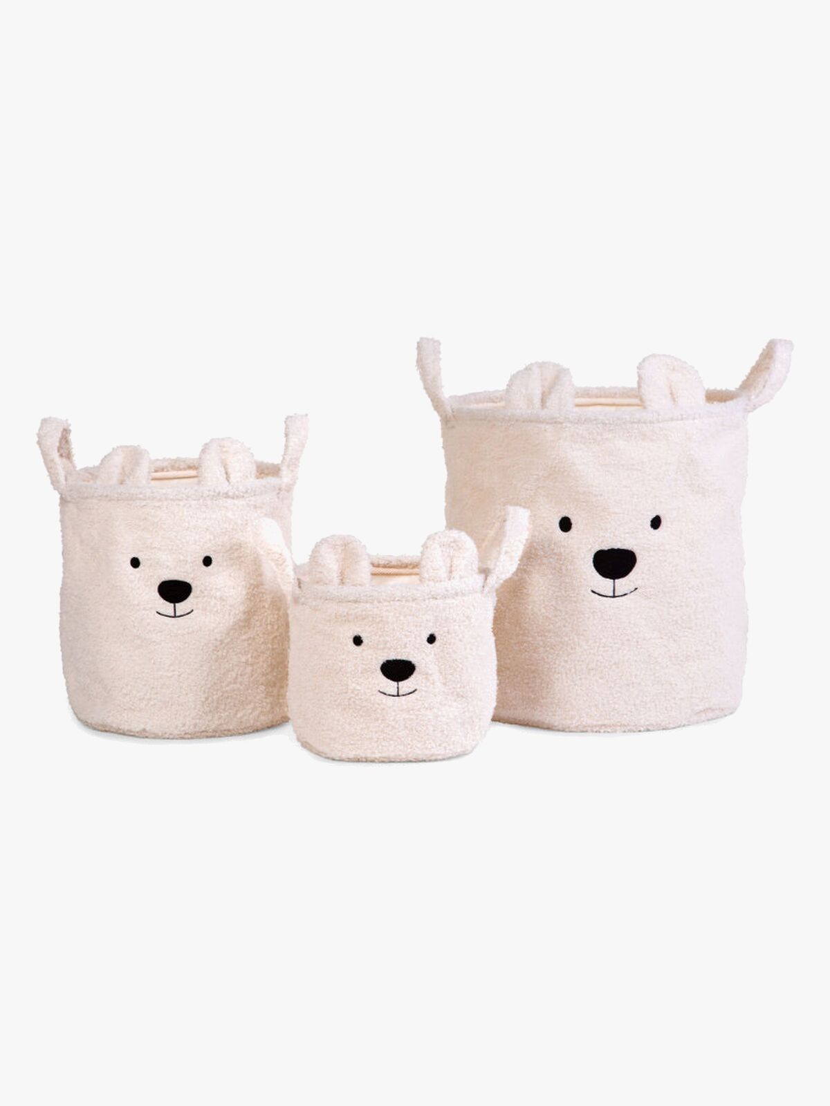 Childhome Opbevaringskurv 3-pak Teddy, Offwhite