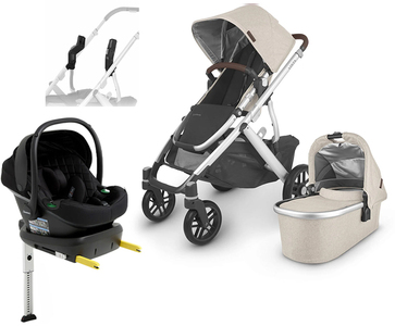 UPPAbaby VISTA V2 Duovogn inkl. Beemoo Route i-Size Autostol Baby & ISOFIX Base, Declan Beige/Black Stone