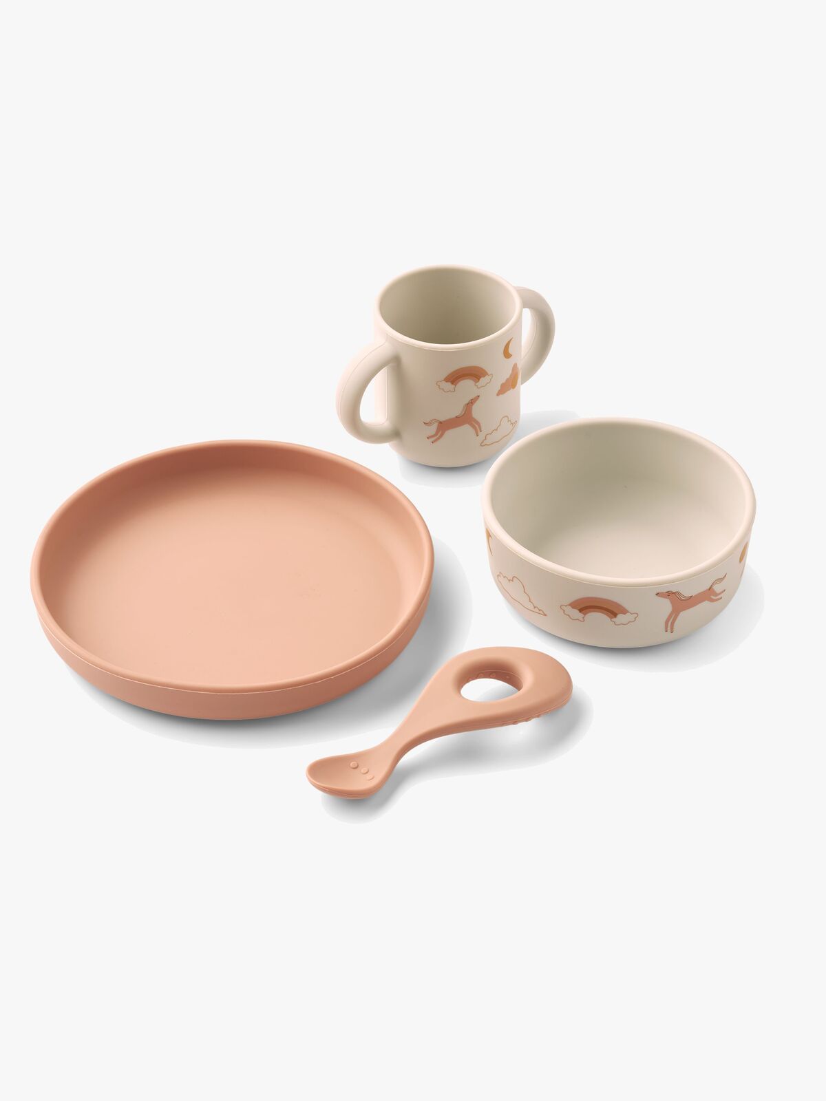 LIEWOOD Vivi Mønstret Spisesæt Silikone, Dream/Ecru