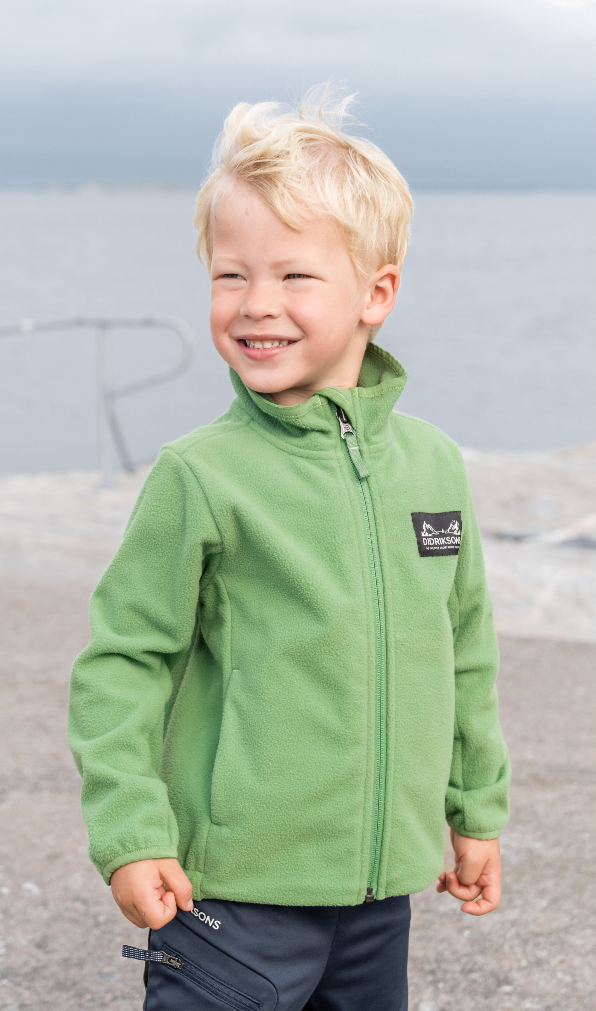 Didriksons Muskot Vindtæt Vindtæt Fleecetrøje, Algae Green, 110