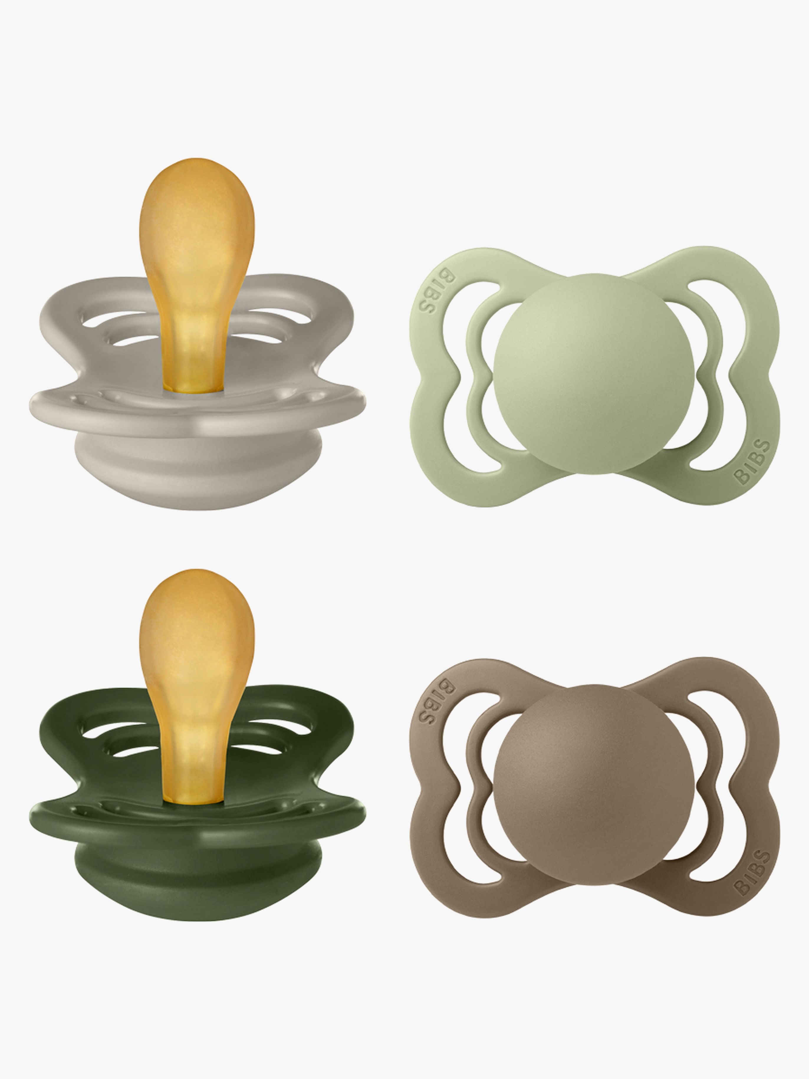 BIBS Supreme Sut 4-pak Fremstillet Af Latex Str. 2, Sand/Sage/Huntergreen/Dark Oak