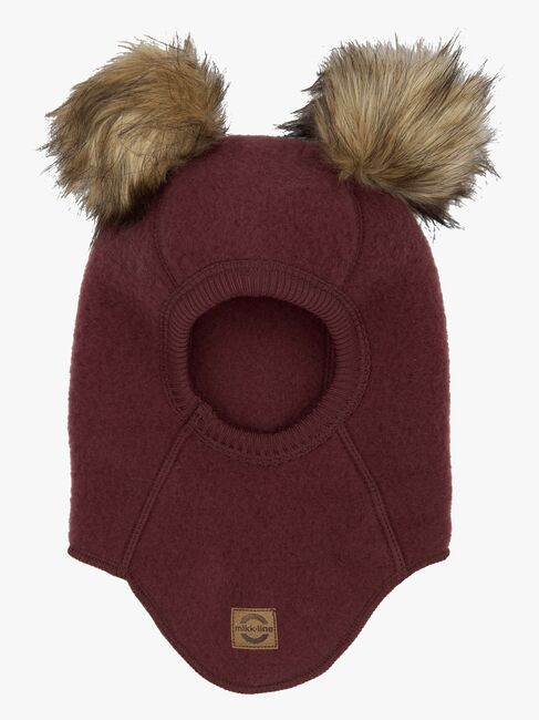 Mikk-Line Elefanthue Merinould med Pomponer, Rum Raisin