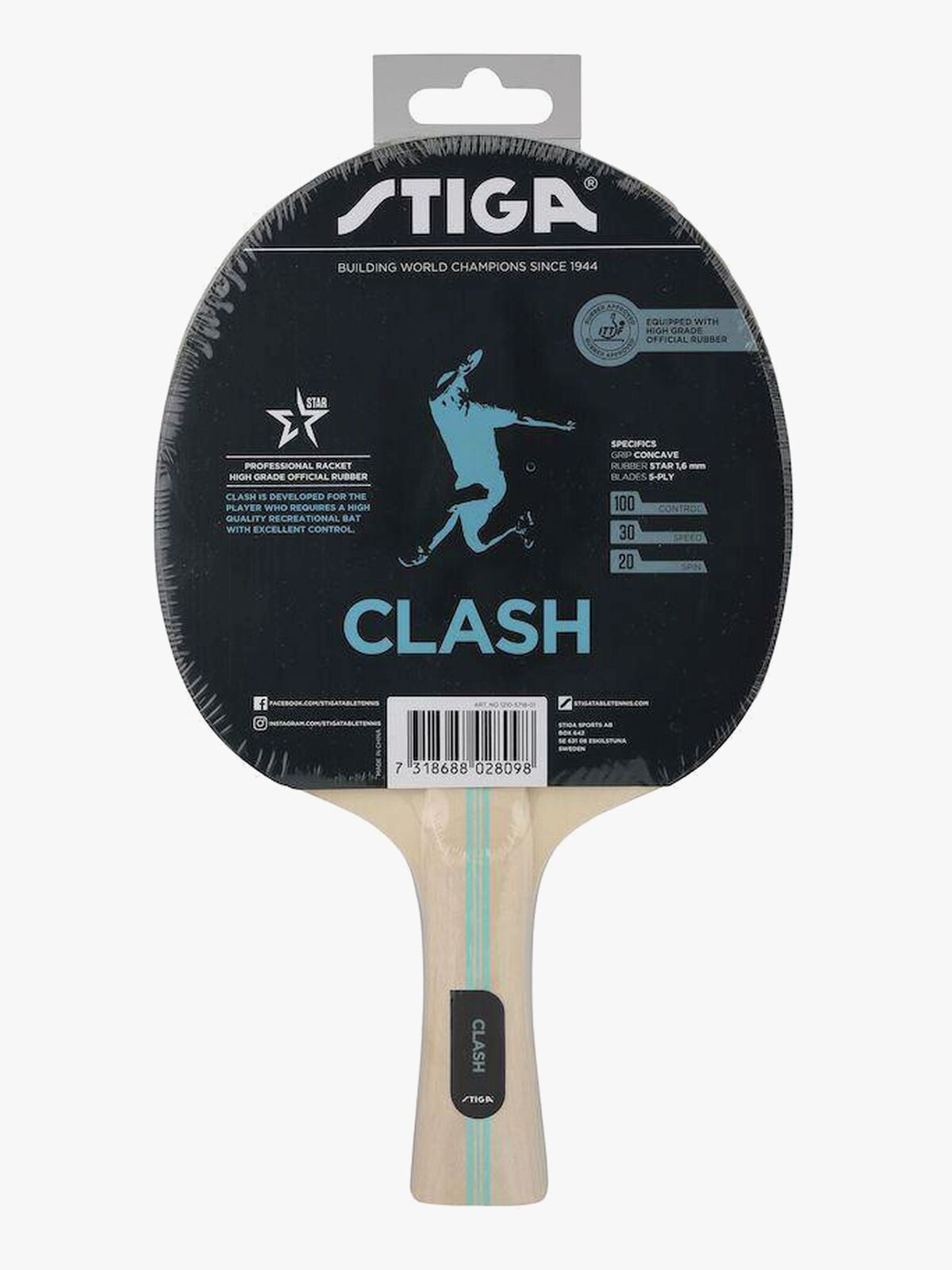 STIGA Bat Clash Hobby Bordtennisbat, Blue