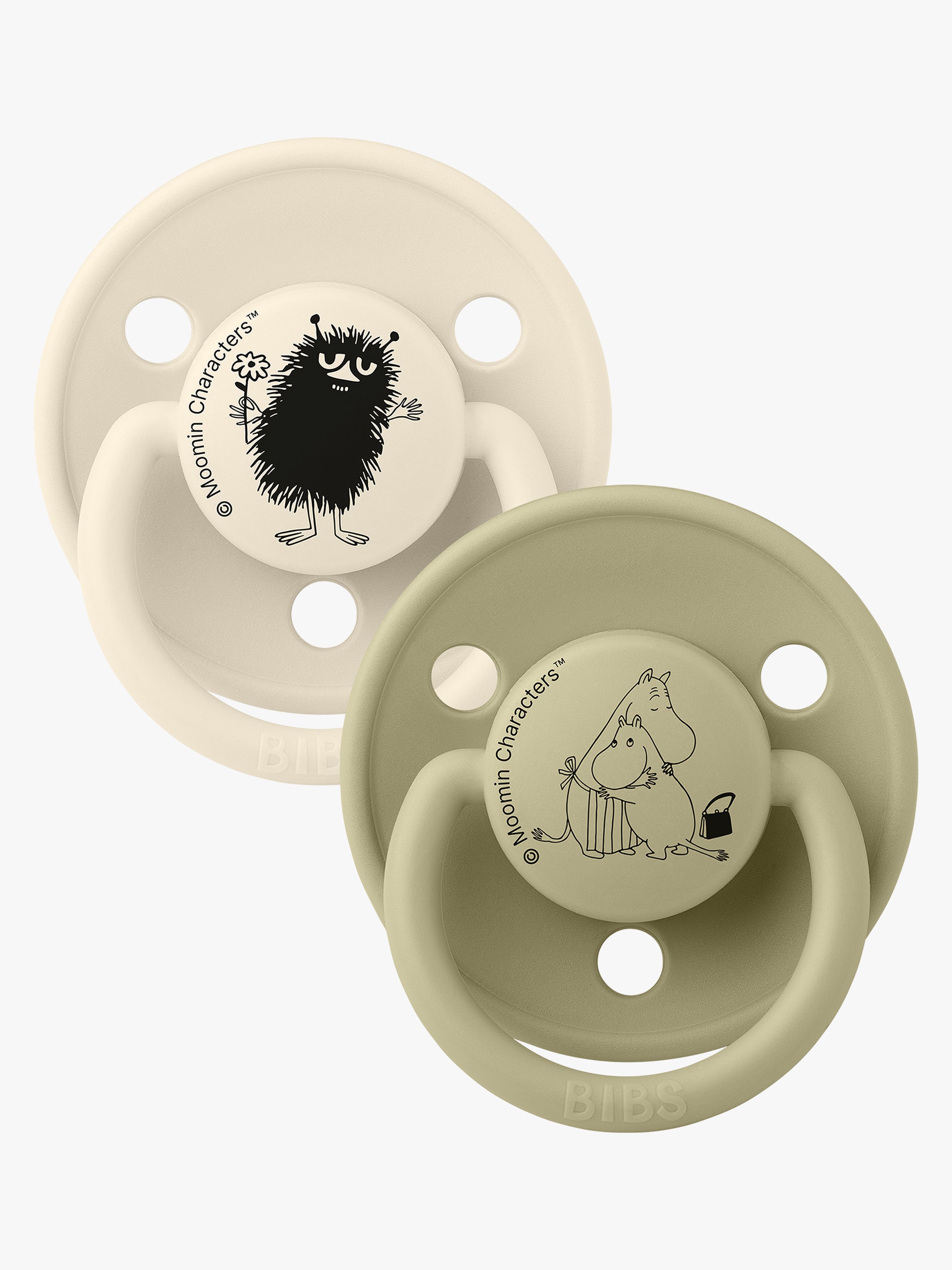 BIBS x Moomin De Lux Sut Stinky 2-pak Silikone One Size, Ivory/Khaki