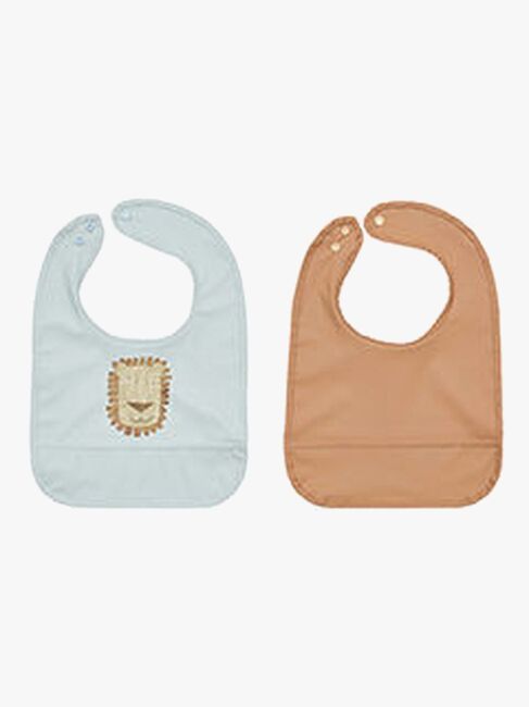 OYOY Lobo Løve Hagesmæk 2-pak, Caramel/Ice Blue