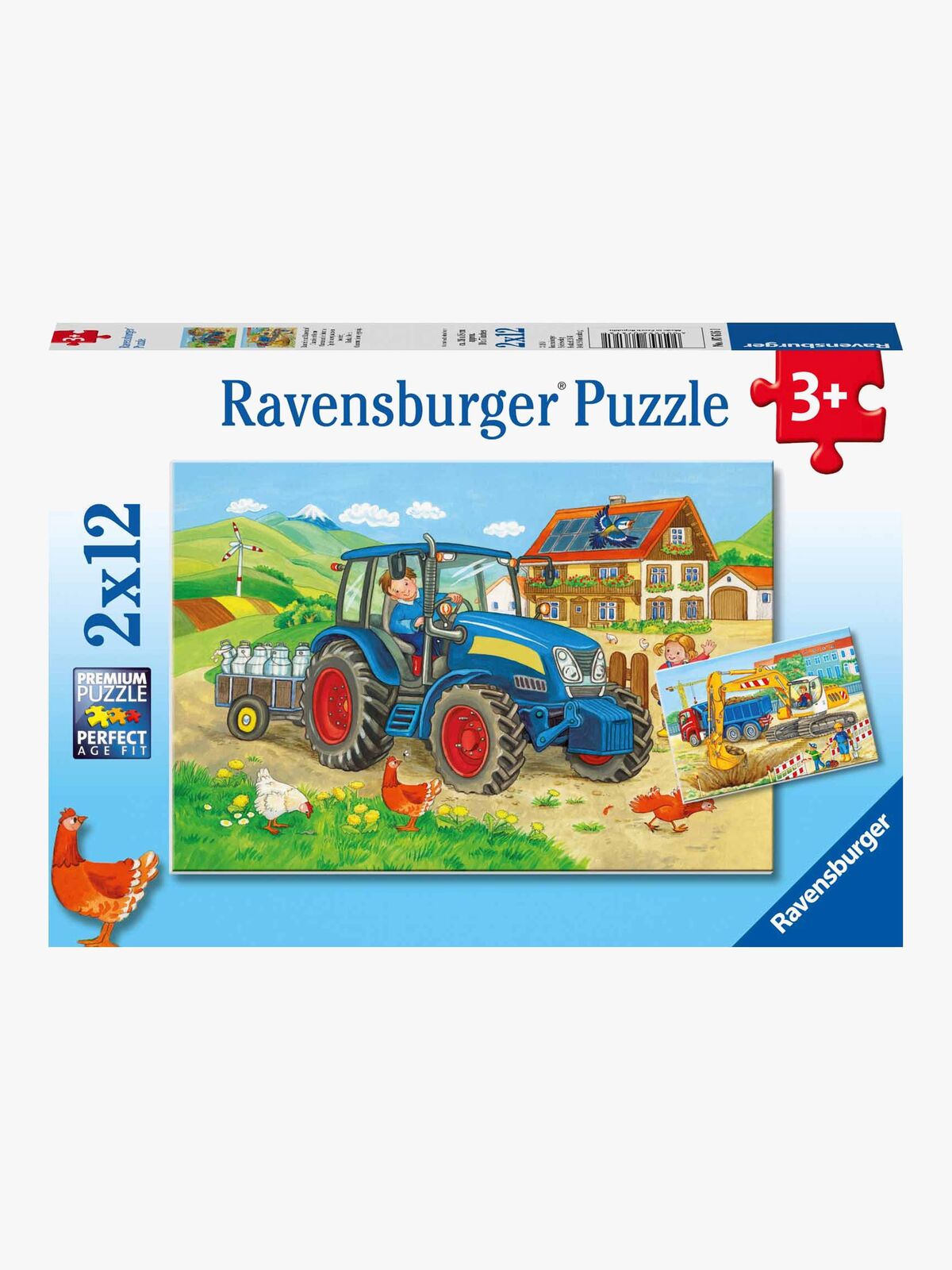 Ravensburger Puslespil Traktor & Gravemaskine 2x12 Brikker