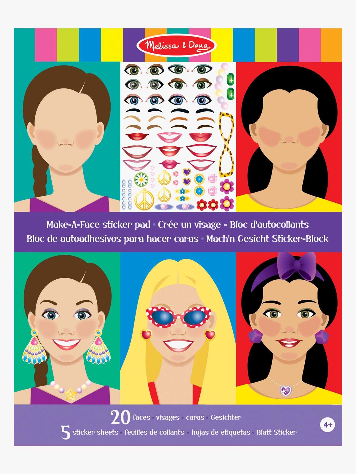 Melissa & Doug Make-a-Face Klistermærkebog