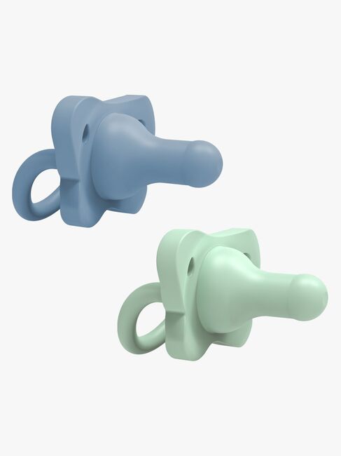 Dr. Brown's All-Silicone Sut, 2-pak, Blå/Grøn