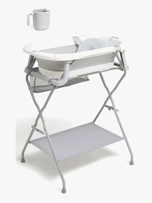 Beemoo CARE Assist Badekar Inkl. Badestøtte, Badestativ & Skyllekande, Grey/White