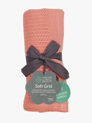 Vinter & Bloom Soft Grid EKO Hæklet Babytæppe, Clay Coral