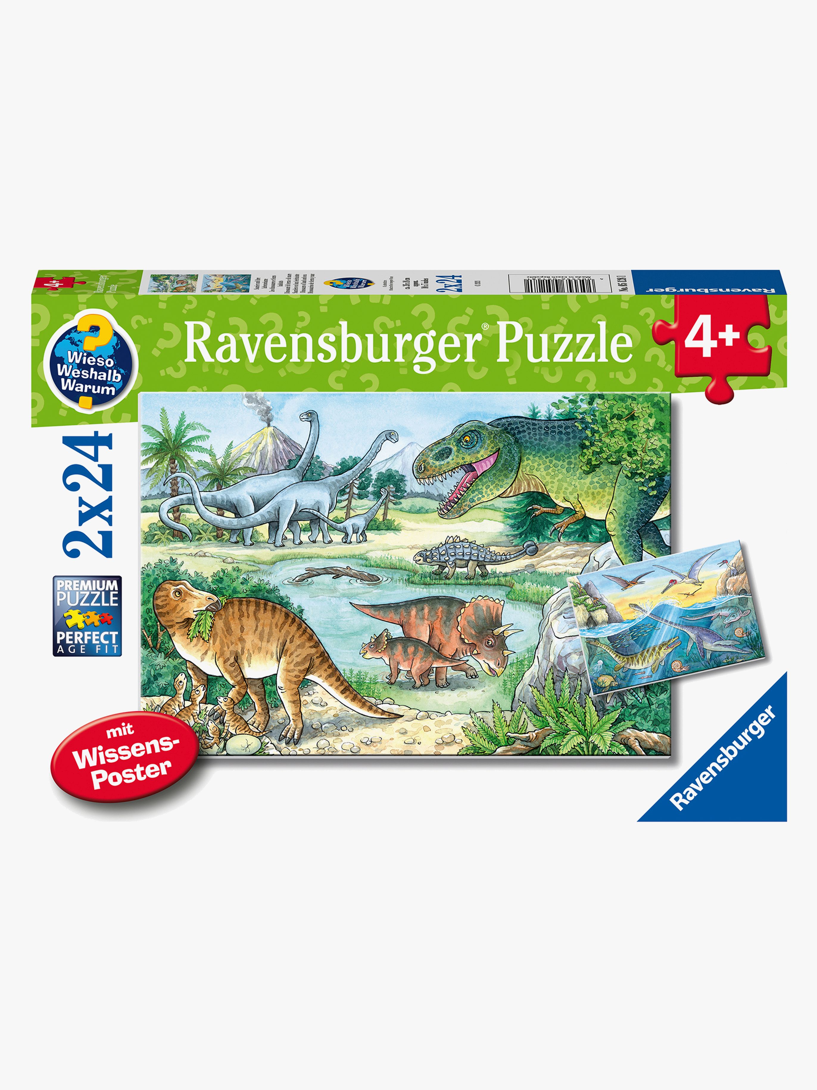 Ravensburger Puslespil Dinosaurusser på Land & i Vand 2x24 Brikker