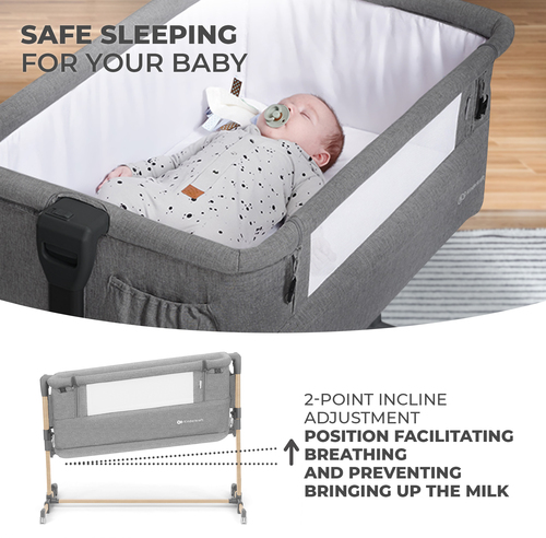 Kinderkraft NESTE GROW Bedside Crib, Lysegrå