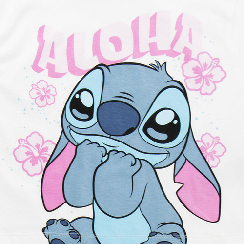 Disney Stitch T-shirt & Shorts Sæt, Hvid