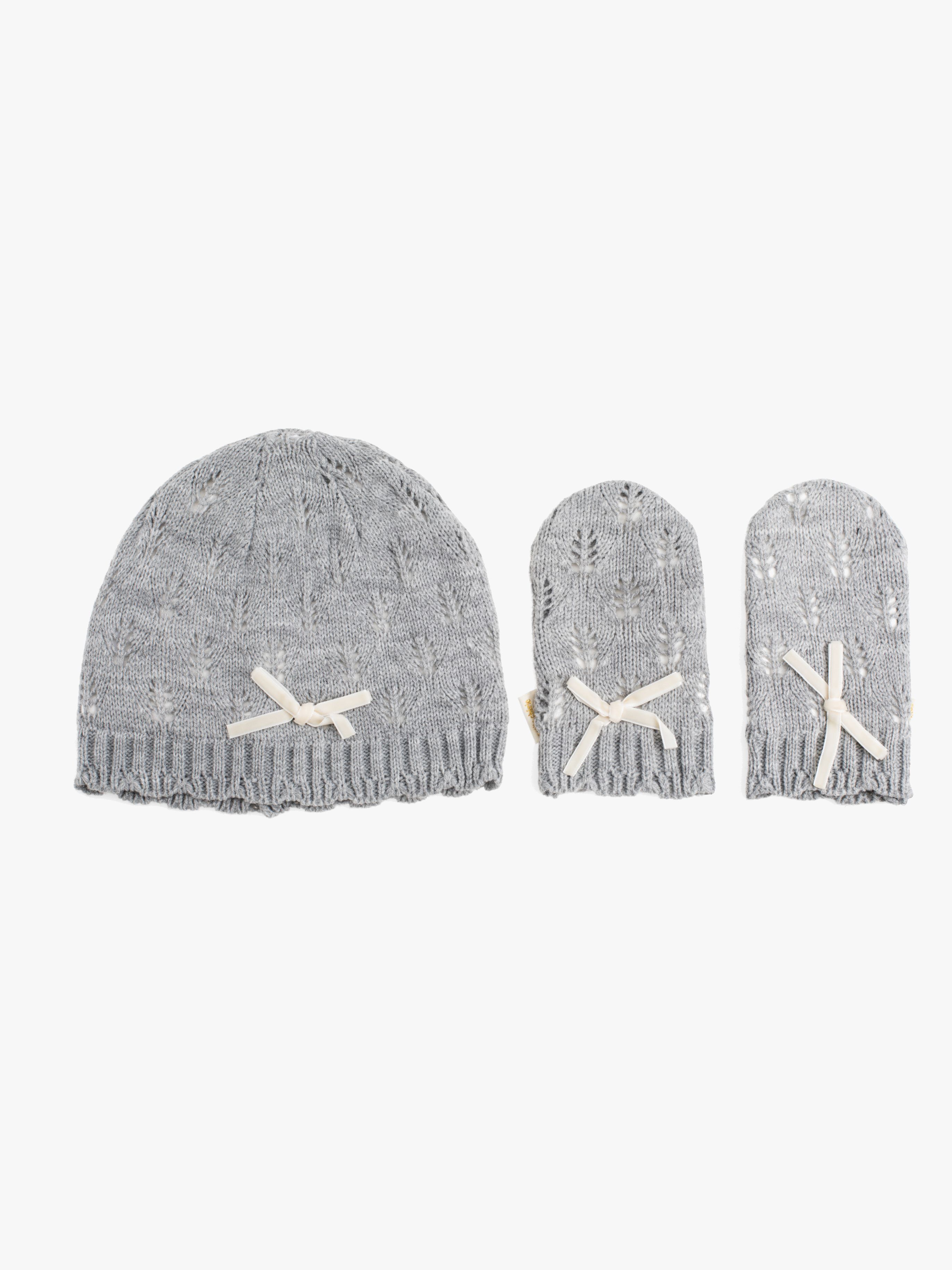 Petite Chérie Atelier Agnes Hue Og Vanter, Grey 2-4 år