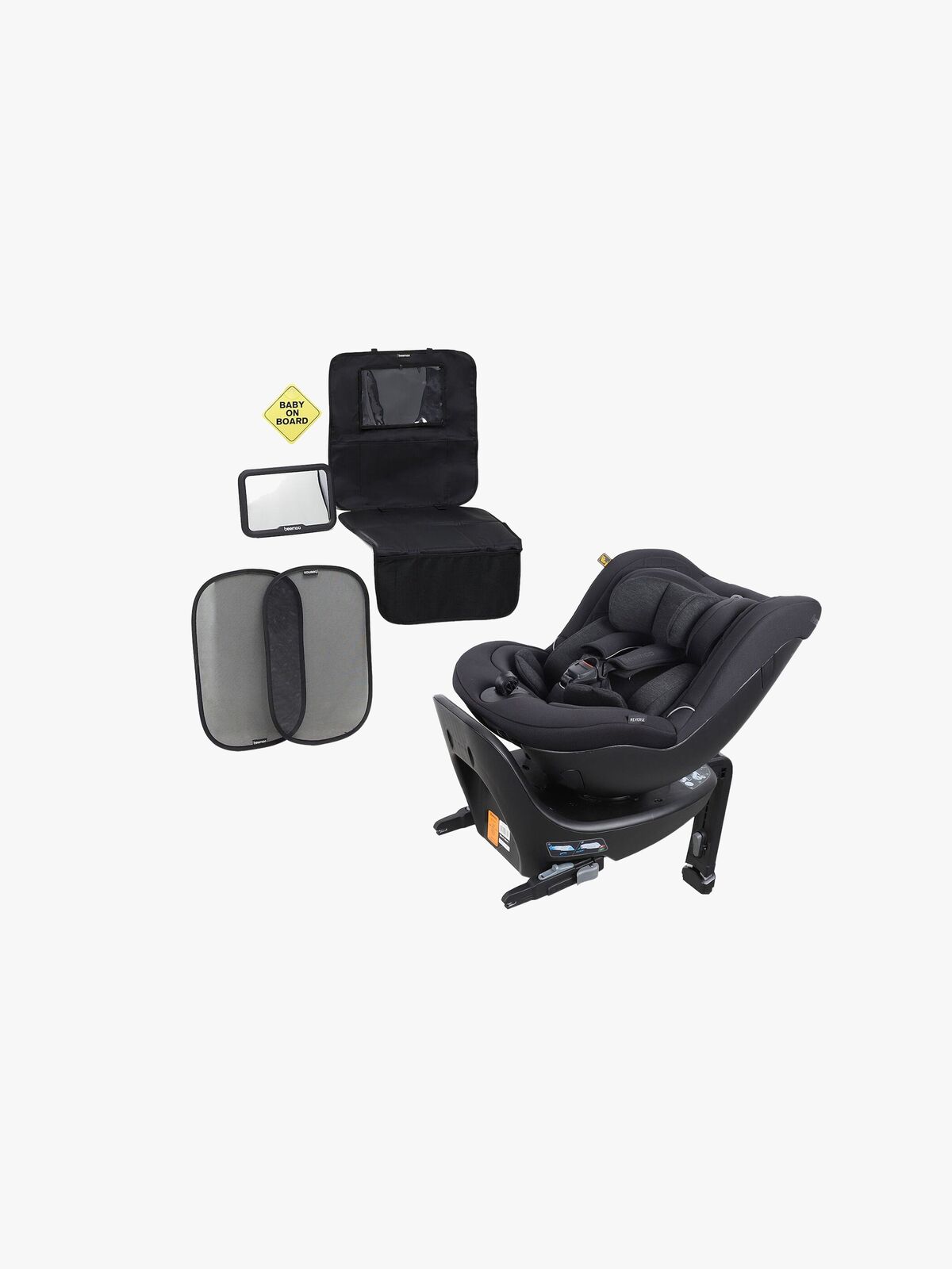 Beemoo Reverse i-Size Bagudvendt Autostol Inkl. Tilbehørspakke, Black Stone